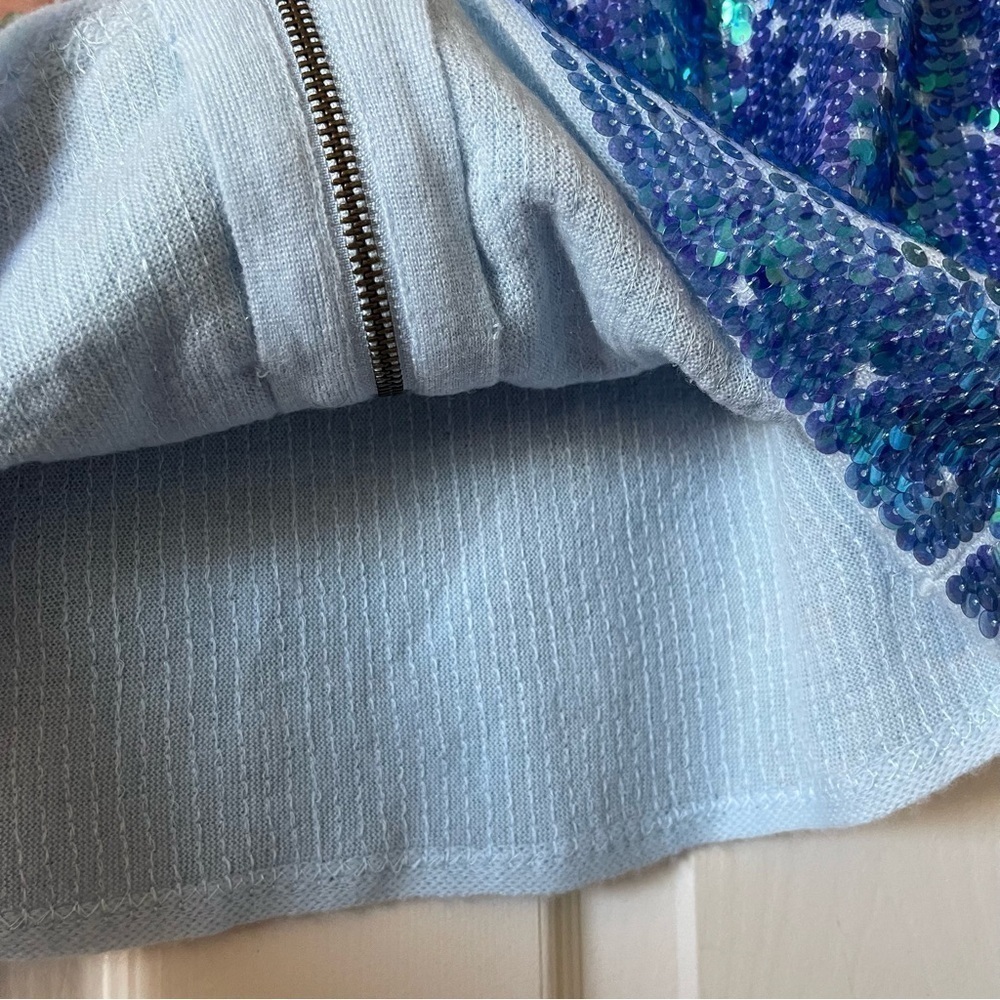 Anthropologie Pilcro Sequined Wool Cashmere Knit Sleeveless Top Sky Blue Size M - Picture 9 of 13